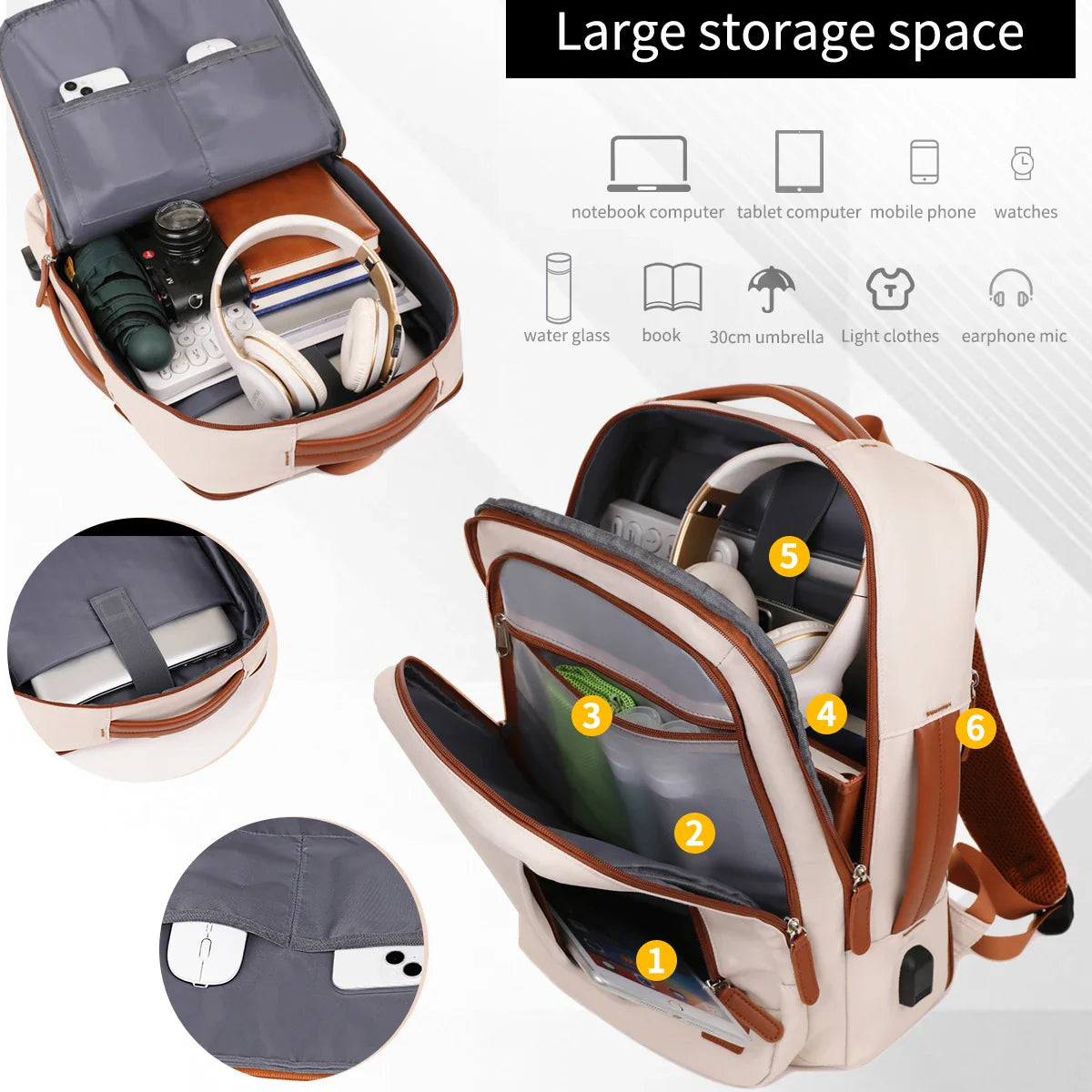 Business Backpack Multi-function Laptop Computer Pack Commuter Bag With USB Port College Student Bags Travel Daypack