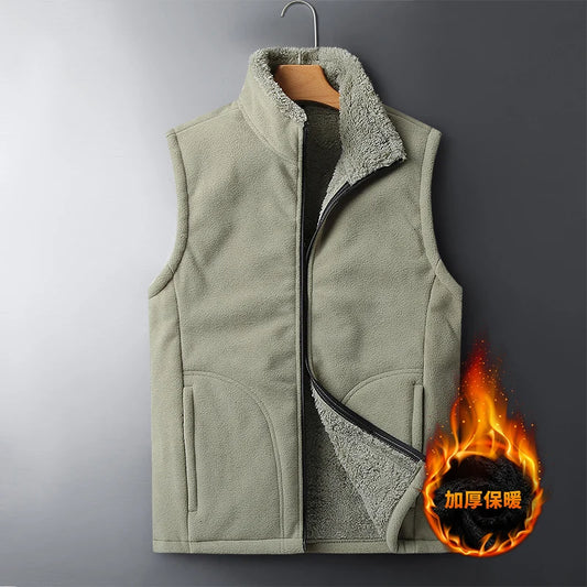plush warm vest for middle-aged and elderly people trend lamb velvet vest jacket
