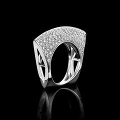 925 Sterling Silver Personality Jewelry Irregular Hollow Out Diamond Ring Ladies Bar