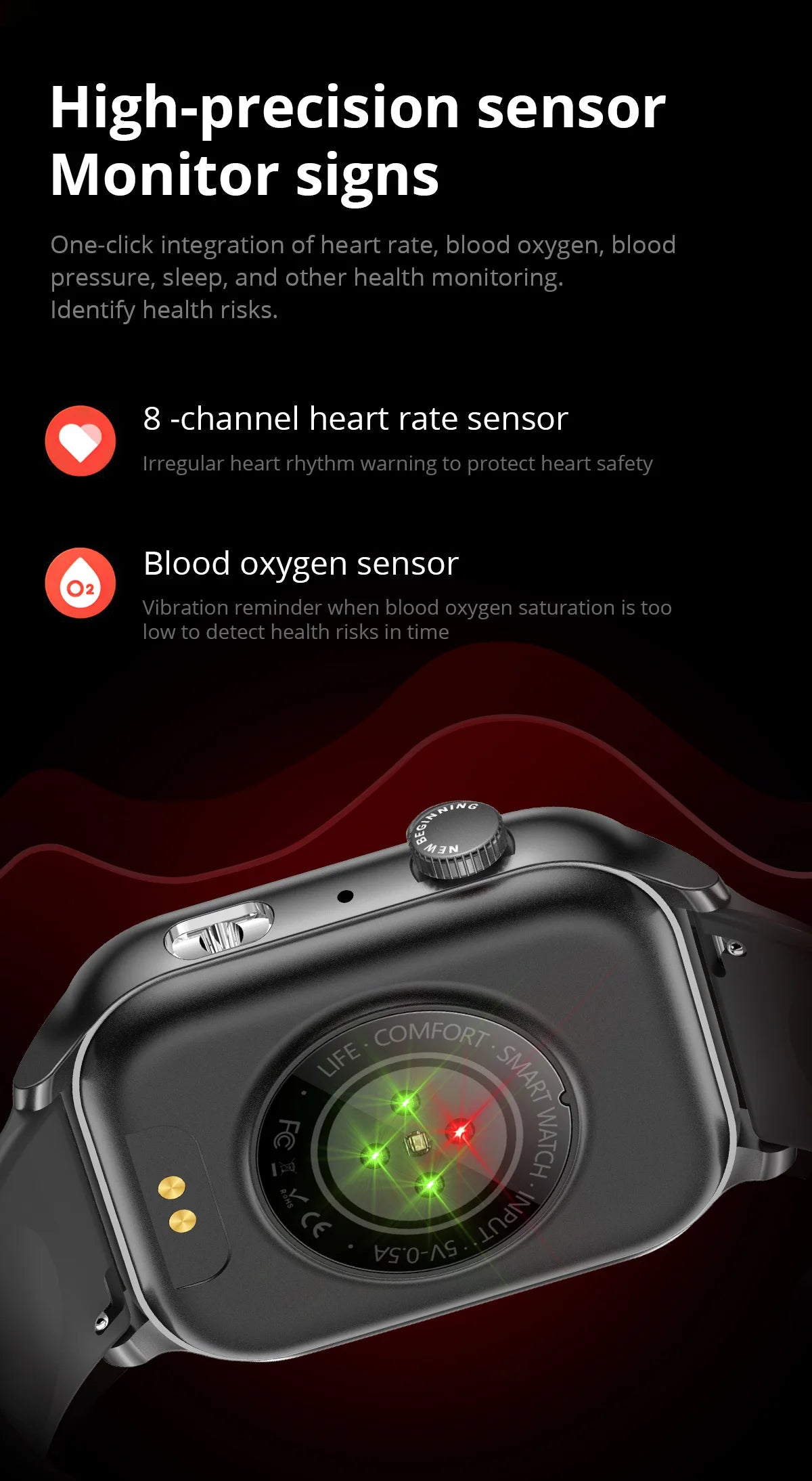 2024 COLMI P78 1.95'' HD AMOLED Smartwatch Flashlight Voice Calling 100+ Sports Modes Health Monitoring Smart Watch Men Women