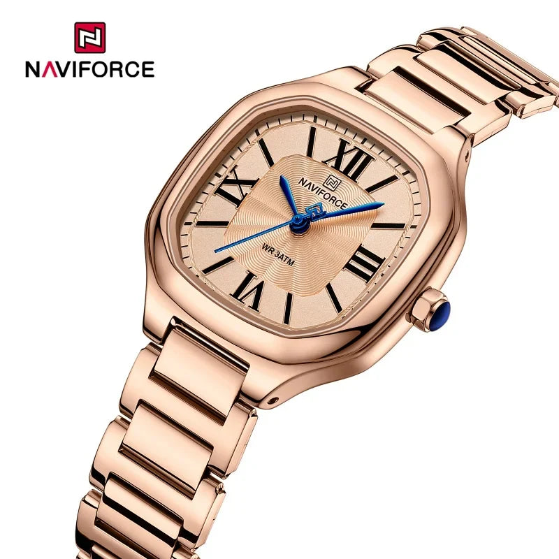 NAVIFORCE Brand High Quality Women Quartz Watch Stainless Steel Strap Casual Elegant Waterproof Wristwatch Relogio Feminino 2024