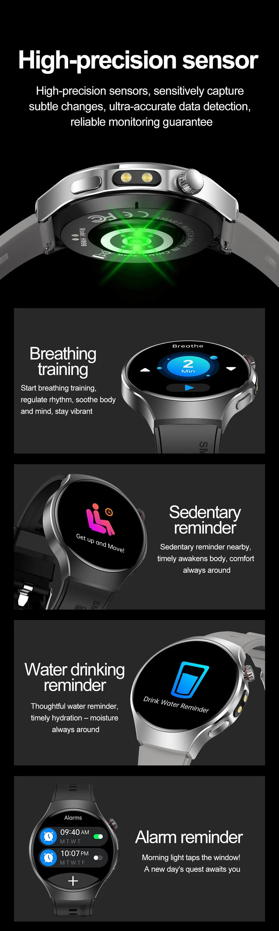 New Smart Watch Men Full Touch Screen Compass Bluetooth Call Flashlight Sports Activity Fitness Heart Rate Waterproof Smartwatch