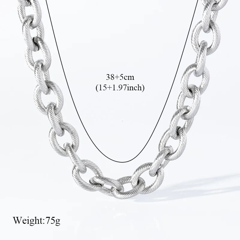 EILIECK 316L Stainless Steel Gold Silver Color Thick Chain Necklace For Women Fashion Cuban Neck Chain Waterproof Jewelry Gift