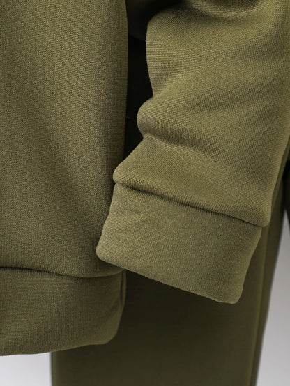 2set Autumn and winter new casual comfort sports style warm boys printed warm lining hoodie and tracksuit pants