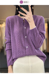 Wool Cardigan Womens Clothing O-neck Sweater Mujer Long Sleeve Tops Knitwears