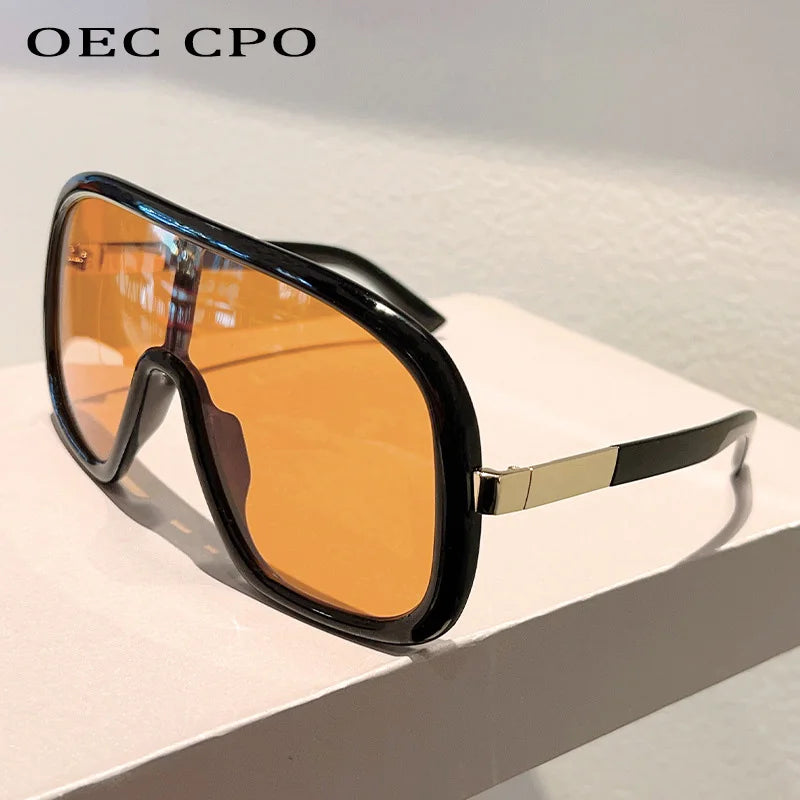 New Big Frame Sunglasses Women Men Luxury Goggle One Piece Sun Glasses Female Vintage Brand Designer Punk Shades UV400 Eyewear