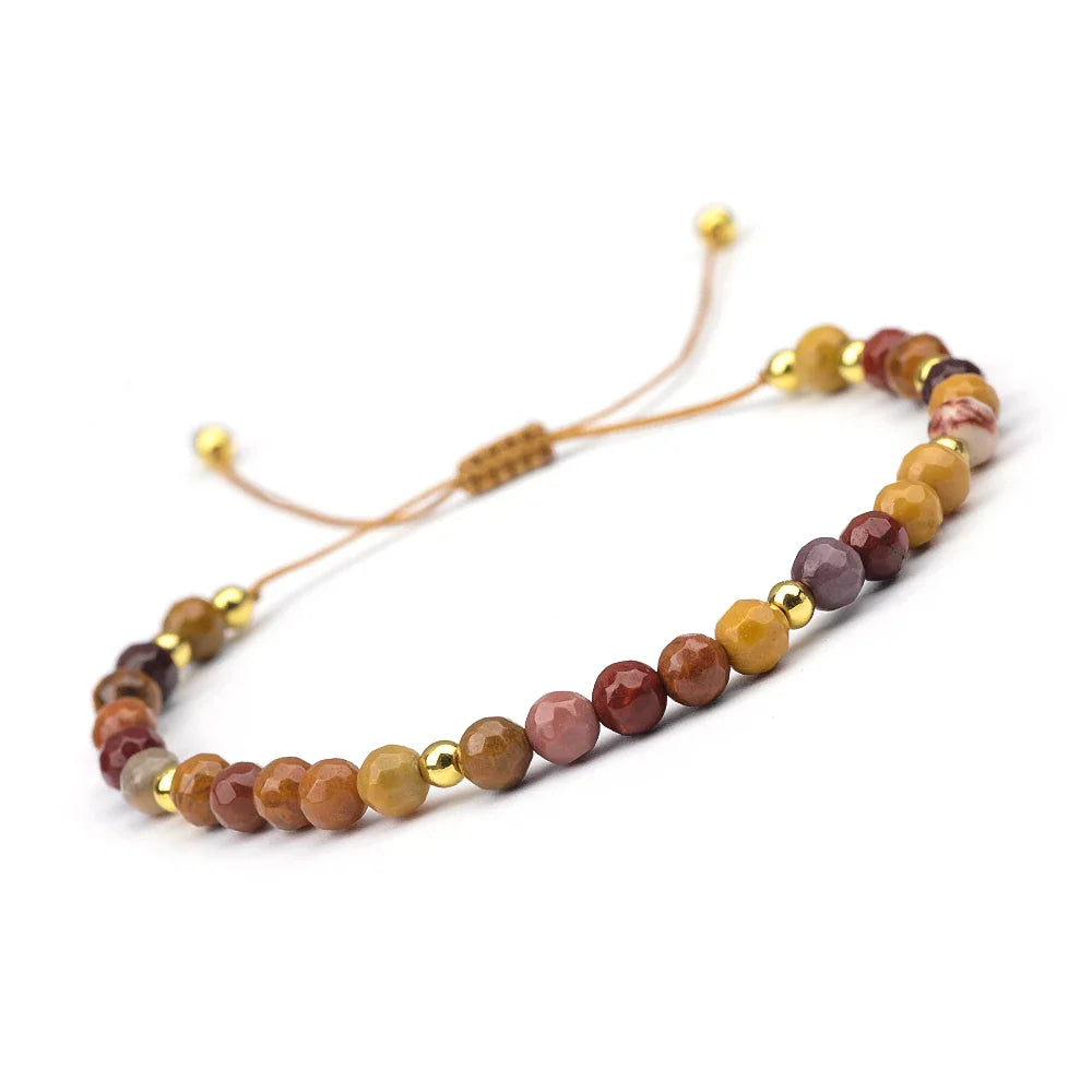 4mm Natural Stone And Hematite Bead Braided Adjustable Bracelet Suitable For Men And Women Daily Holiday Birthday Wear