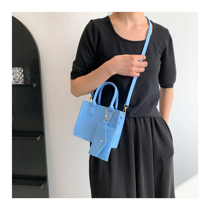 Zipper Messenger Bag Solid Color Felt Women Shoulder Bag Luxury Designer
