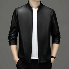 Autumn And Winter Men's Stand Collar Jacket Natural Leather Thin Section