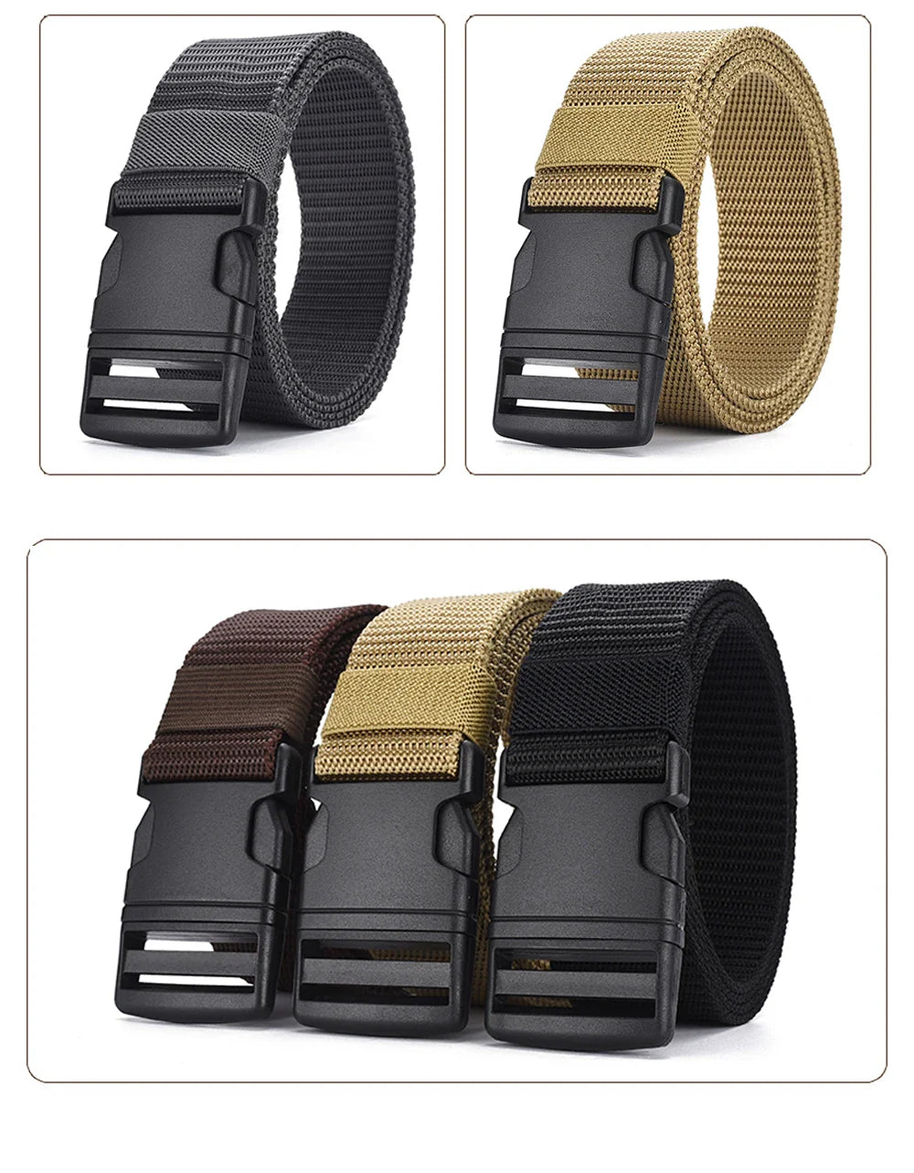 Men's Belt Without Metal Plastic Buckle Belt High Quality Canvas For Nylon Belt Tactical Belt Outdoor Woven Belt Neutral Belts