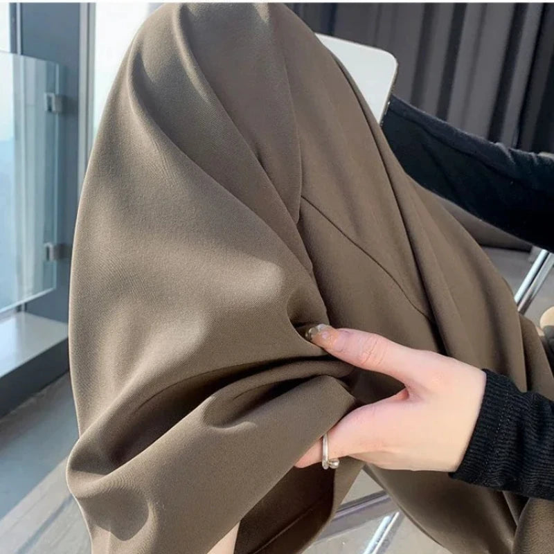Women’s Wide Leg Pants Women Korean Style High Waist Black Trouser Office Ladies