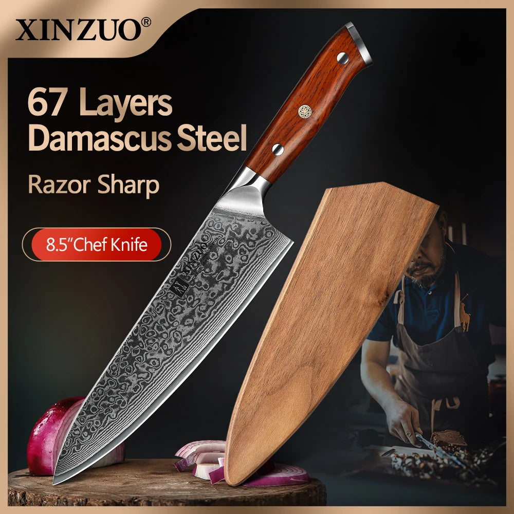 8.5 Inch Chef Knives High Carbon Chinese VG10 67 Layer Damascus Kitchen