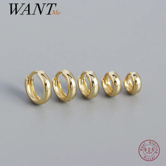 WANTME 925 Sterling Silver Minimalism Punk Rock Wide Hoop Earrings for Women Men Fashion Gothic Bohe Huggie Ear Buckle Jewelry