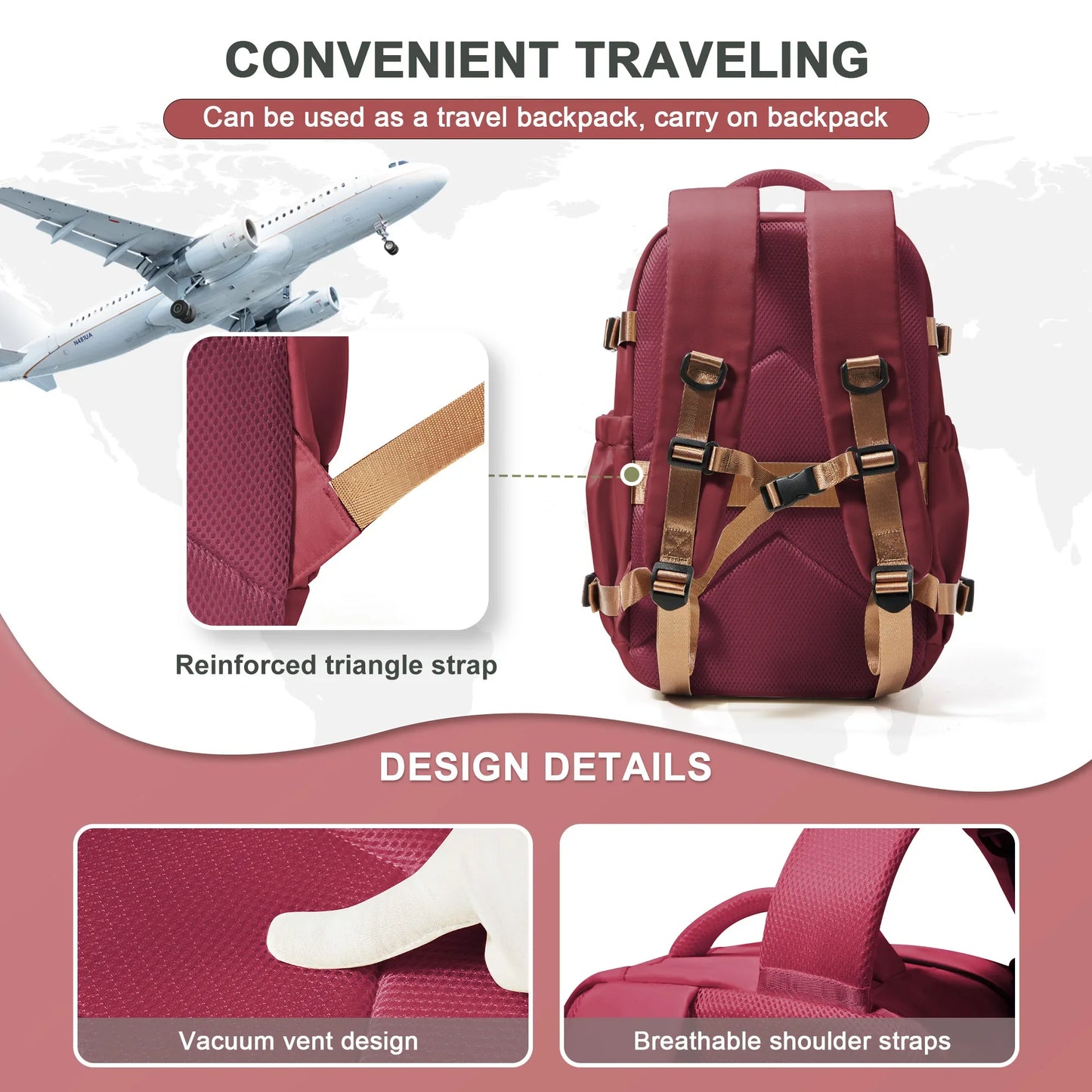 Travel Backpack Cabin Bag 40x26x18 Wizzair Carry-Ons, Aeroplane Men Women 15.6 inch Laptop Backpack, Waterproof Casual Bussiness