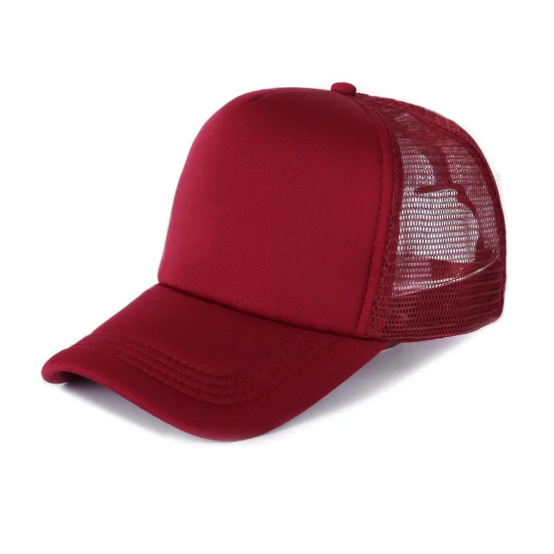 50 Color Unisex SummerTrucker Hat For Adult Net Baseball Cap Men Women Polyester Blank Mesh Adjustable Sun Hat Visor