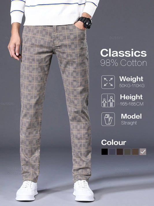 Jeans for Mens Brand Clothing Classics Plaid Casual Pants Men