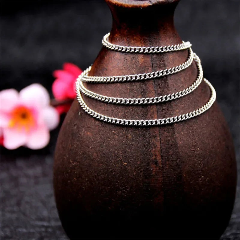 Wholesale 925 sterling silver 2MM 16-30Inches Side Chain Necklace Fit Pendant Fashion Gift For Men and Women Jewelry Accessories
