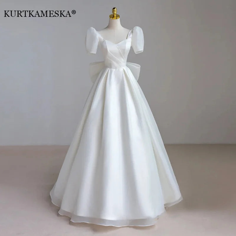 Homecoming Dresses: White Satin Maxi Wedding Dresses for Bride