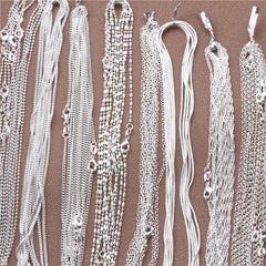 1pcs 925 Sterling Silver 16-30 Inches Rolo Bead Figaro Chain Necklace for Men Women