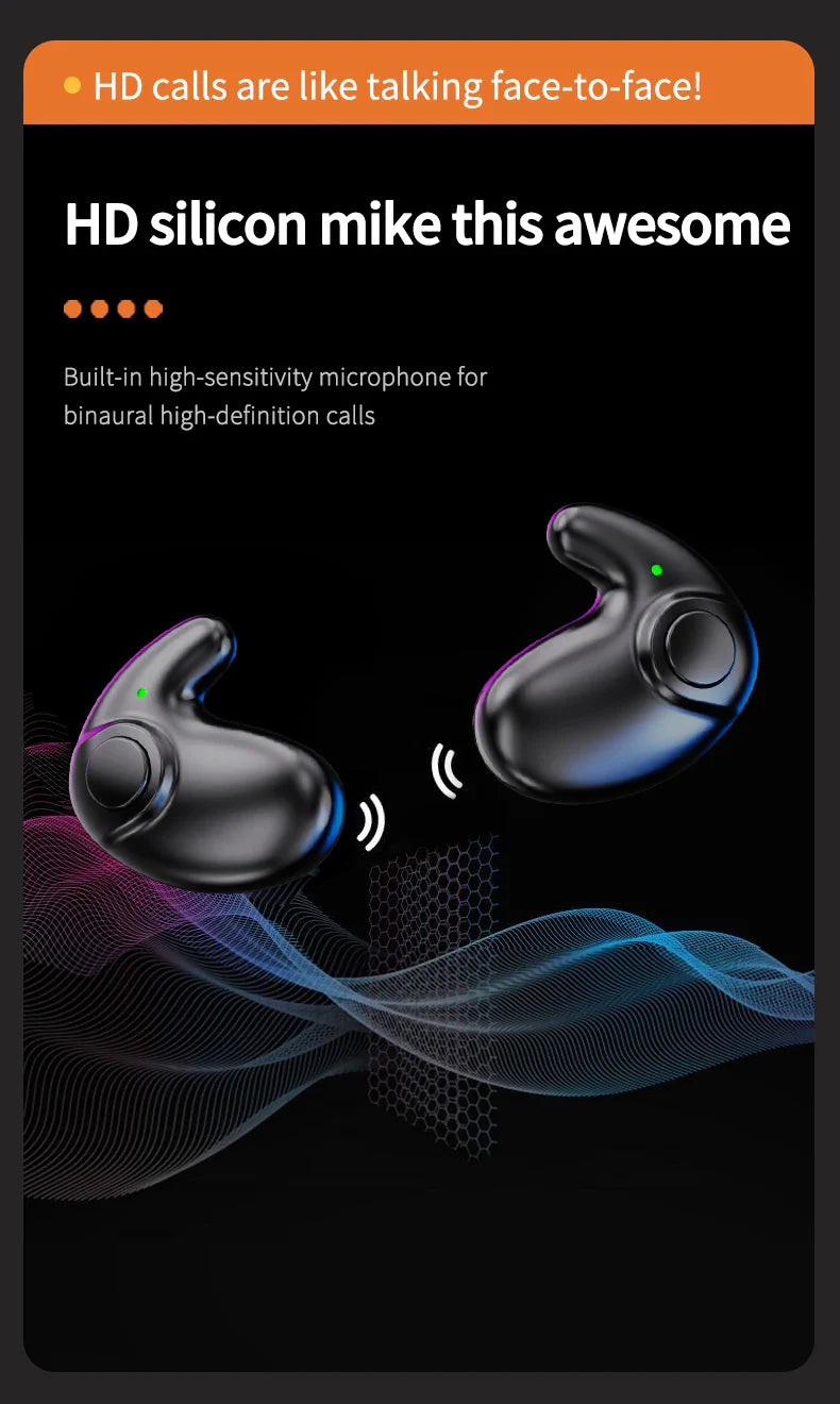 Wireless Sports Bluetooth Headphones Highend Tws Dual Ear Sleep In Ear Md538 Mini Painless Call Noise Cancelling Thin Headphones
