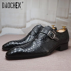 Luxury Men's Loafers Dress Shoes Snake Prints Formal Men Casual Shoes