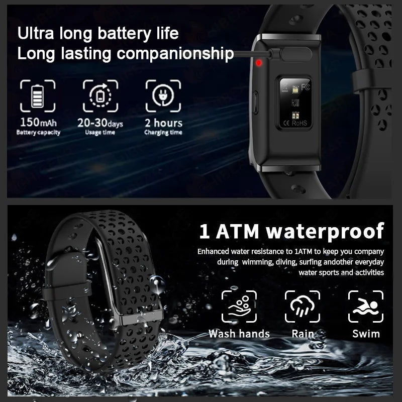 New No Screen Smart Watch Men's Sports Outdoors Fitness Heart Rate Monitor 1ATM Waterproof New Smartwatch For Android IOS 2025
