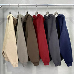 Heavy Weight Cotton Plus Velvet Hooded Sweater Men Thickened Tight Polar Fleece