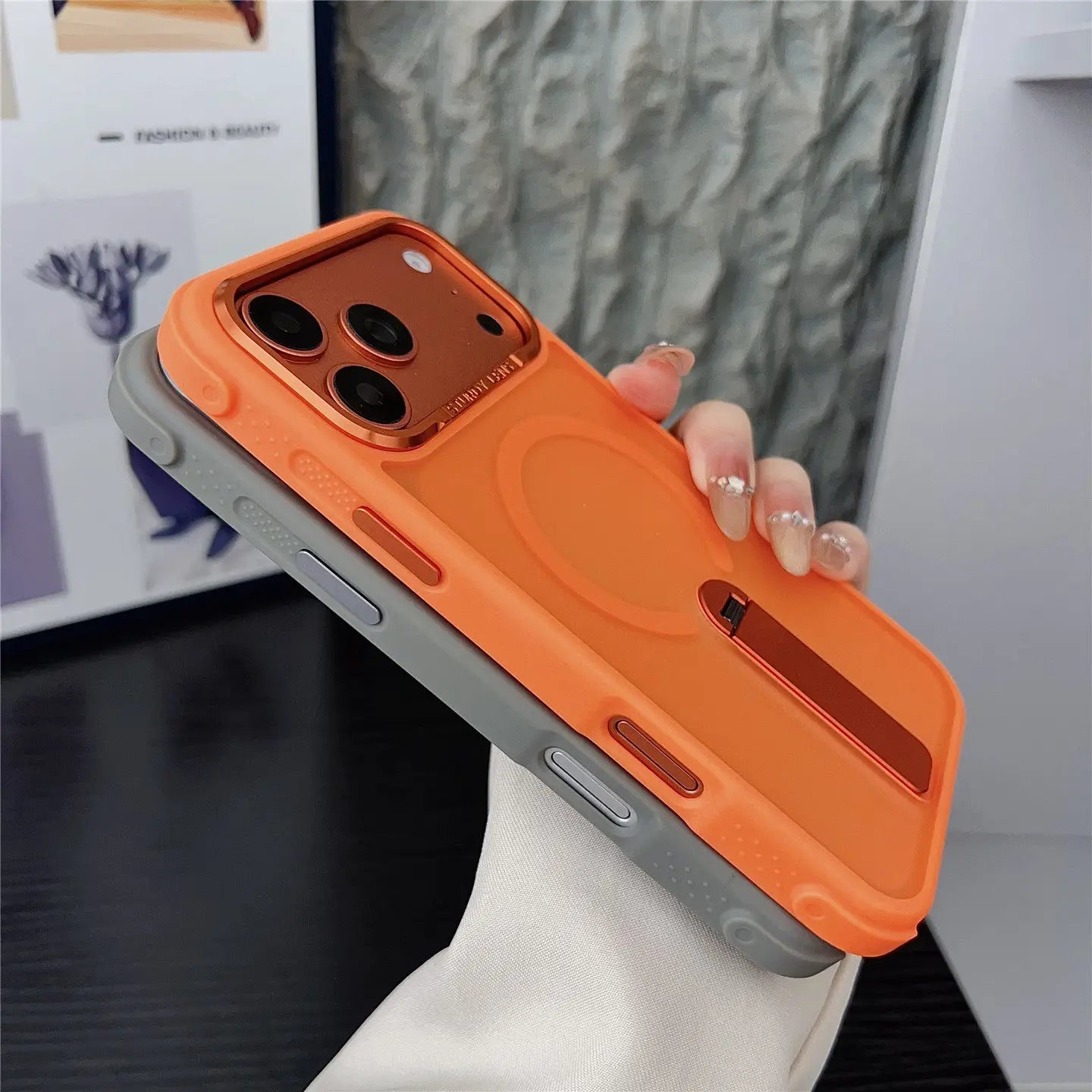 360° Rotate Metal Stand For Magsafe Phone Case For iPhone 17 Air 16 15 14 Plus 13 12 11 Pro Max Magnetic Wireless Charge Cover