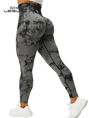 Tie Dye Push Up High Waist Leggings Stretch Athletic Women Pants