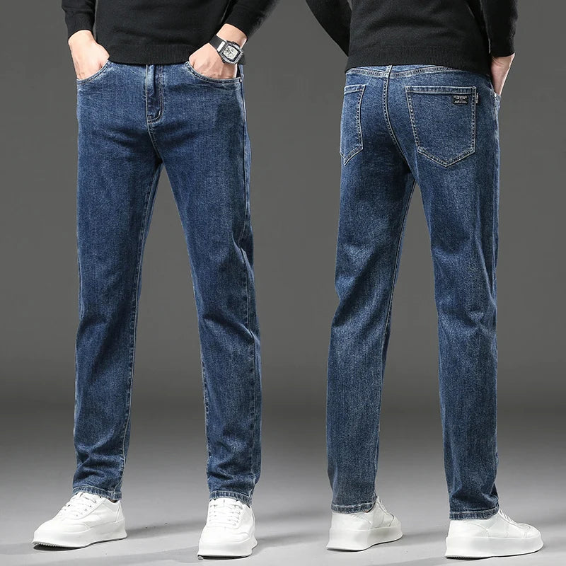 Men's Stretch Jeans Business men Straight Leg Classic Jeans Casual Denim