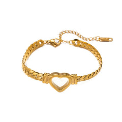 Fashion Cuban Link Heart Chain Necklace For Women Gold Plated Stainless