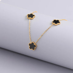 14K Gold Plated Stainless Steel Necklace Woman Five Leaf Petals Double Sided Necklaces