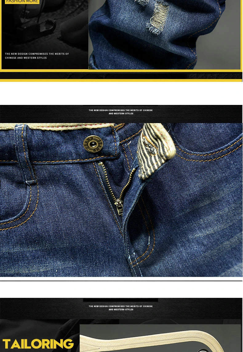 Men Shorts Thin Section Elastic Force Slim Fit Short Jeans