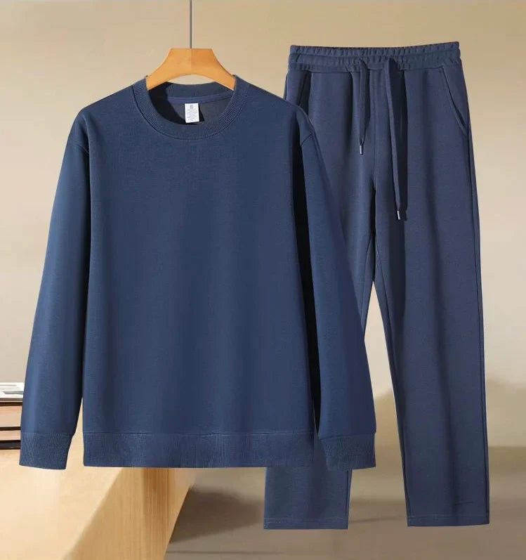 Men's Autumn and Winter New Solid Color Pullover Sweater & Pants Two-piece Set Fashionable Casual Sports Set Men's Tracksuit