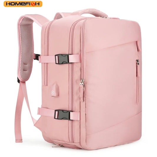 HOMEFISH Travel Backpack for Women Expandable Weekender Hiking Laptop Backpack with USB Port Large Waterproof 40L Men's Backpack