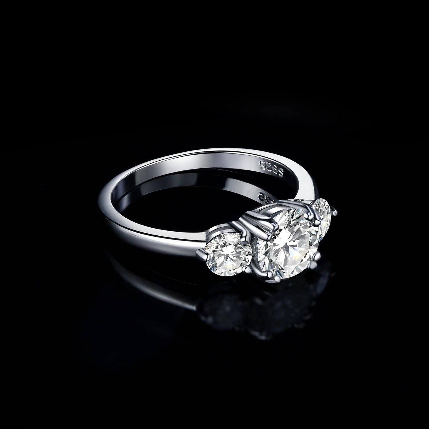 925 Sterling Silver 3 Stone Wedding Engagement Ring for Woman