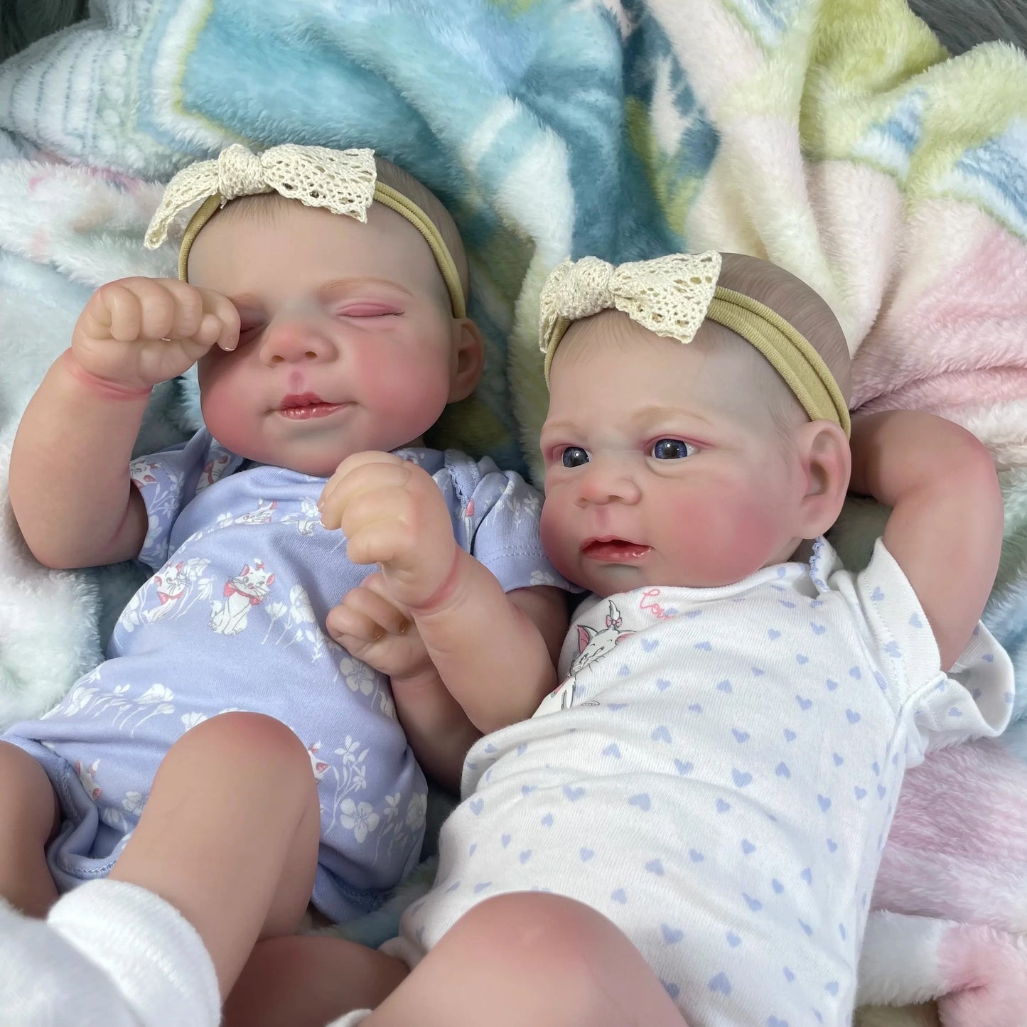 17/18 inch Adorable Lifelike Reborn Baby Dolls Pascale and Elijah Cloth Body Twins Baby Newborn Doll