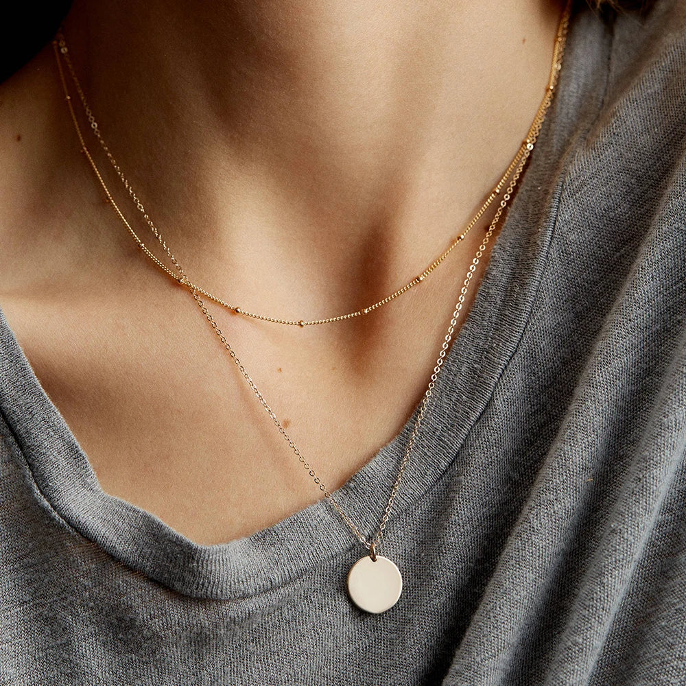 SUNIBI Stainless Steel Chain Necklace for Women Gold Color Thin Choker Bead Chain Necklace Jewelry Wholesale Dropshipping