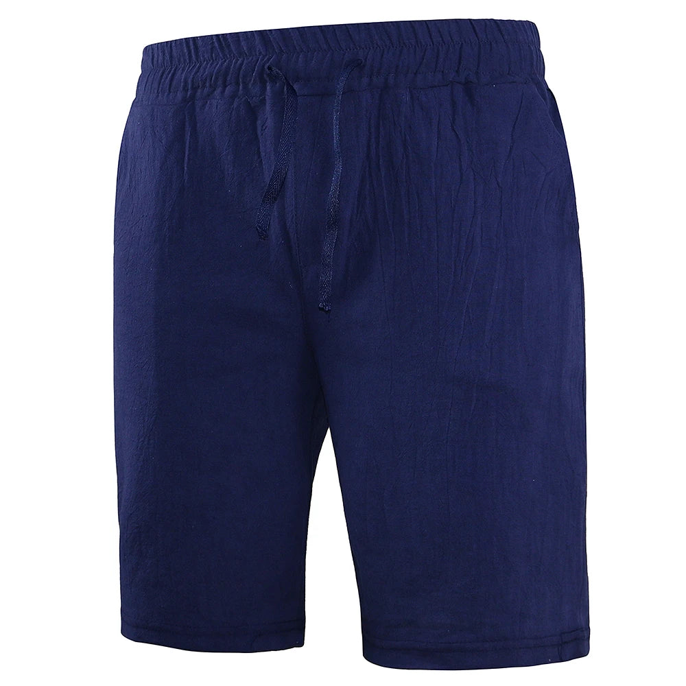 KB New Men's Cotton Linen Shorts Pants Male Summer Breathable Solid Color Linen Trousers Fitness Streetwear S-3XL