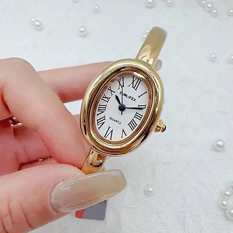 Famous Brand Women Quartz Watch Fashion Luxury Gold Wristwatch Gift Ladies Rome Dial Bracelet Watch Dropshipping Clock