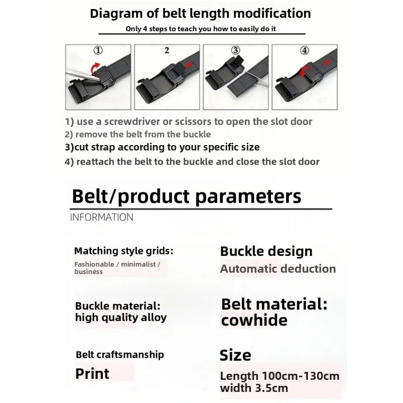 Top-quality cowhide and leather men's belt, fashionable and casual luxury brand jeans belt, multifunctional design men's belt