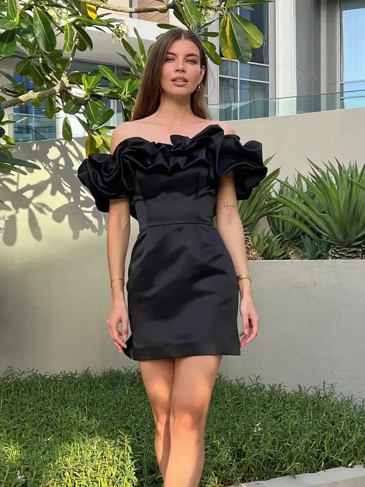 Formal attire Dresses: White Ruffle Bodycon Party Dress Elegant Off The Shoulder Dress