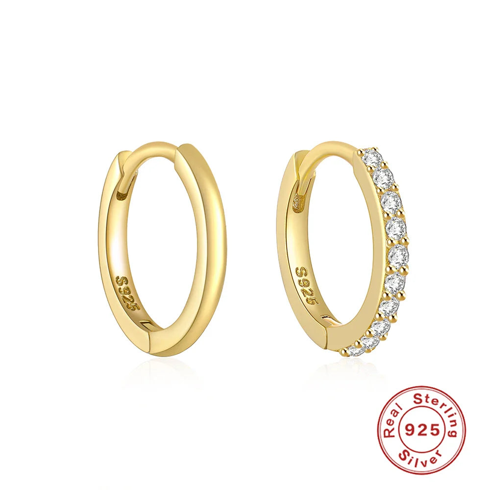 CANNER Ins Star Anise 925 Sterling Silver  Earring For Women Hoop Earrings Crystal Fine Jewelry Glossy 18K Gold Mom Gift Trend