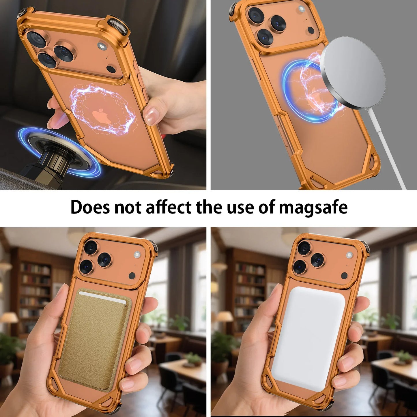 iPhone 17 Pro Max 17 Air Phone Case Aluminum Alloy Metal Frameless Shells Magsafe Minimalist Anti-Drop Protective Cover