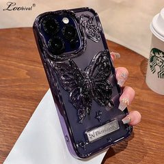 Case for iPhone 15 16 14 12 13 Pro Max 14Pro Bracket Transparent Plating Soft Silicone Cover