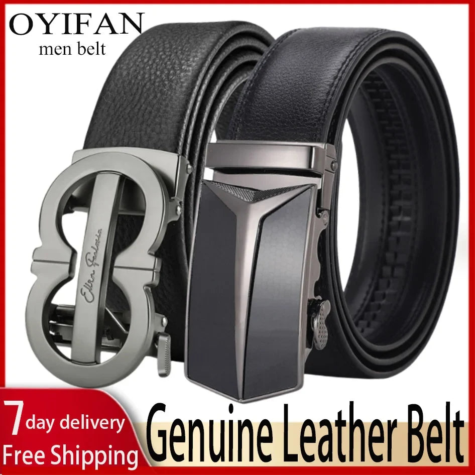 Genuine Cow Leather Automatic Belt For Men Formal Automatic Buckle Belt Genuine Leather Mens business Strap