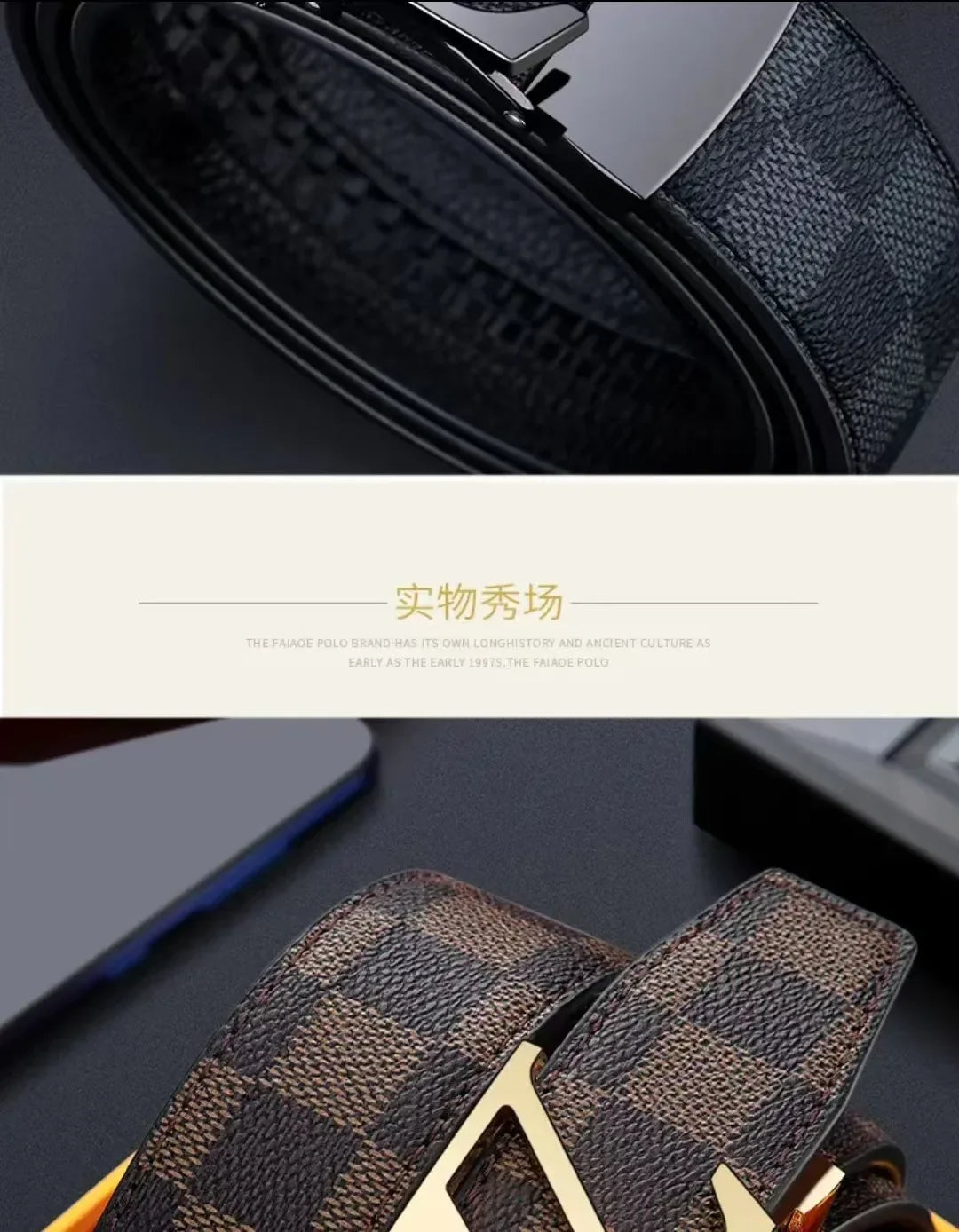 2026 Top Grain Leather Genuine Leather Belt Automatic Buckle High Quality For Business Casual Plaid Pants
