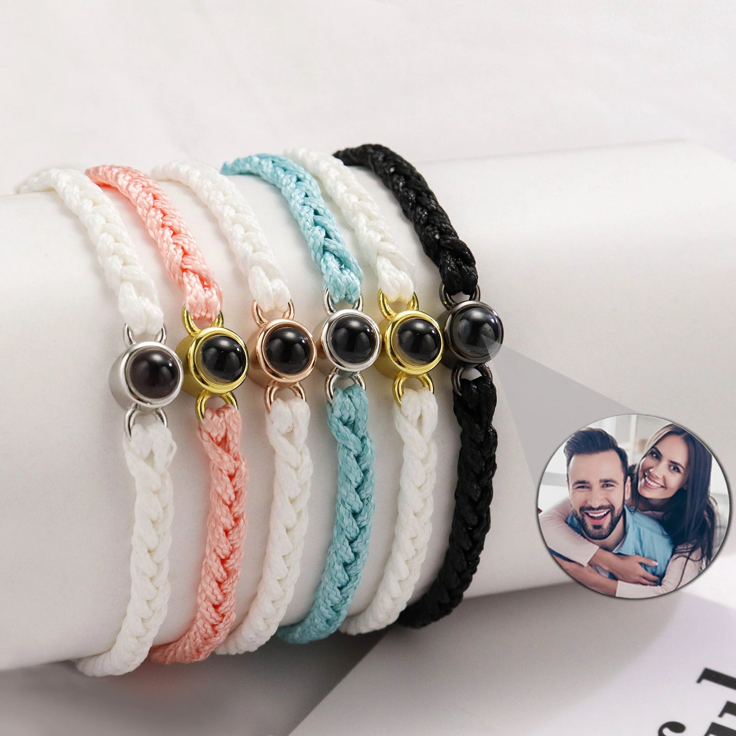 Projection Photo Circle Bracelet Personalized Stainless Steel Custom Pet Photo Couples Bracelets Mothers Day Gift