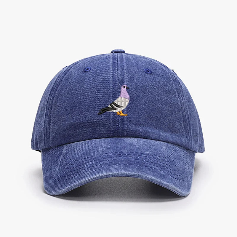 Embroidery Pigeon Design Spring vintage Baseball caps Men Women Water Washed Sunscreen Sun Hat Sports Fishing Sunshade Dad Hat