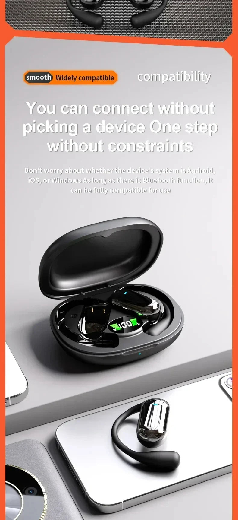 New Q16S Bluetooth Headset with Ai Translation Function, 144 Languages, Long Battery Life
